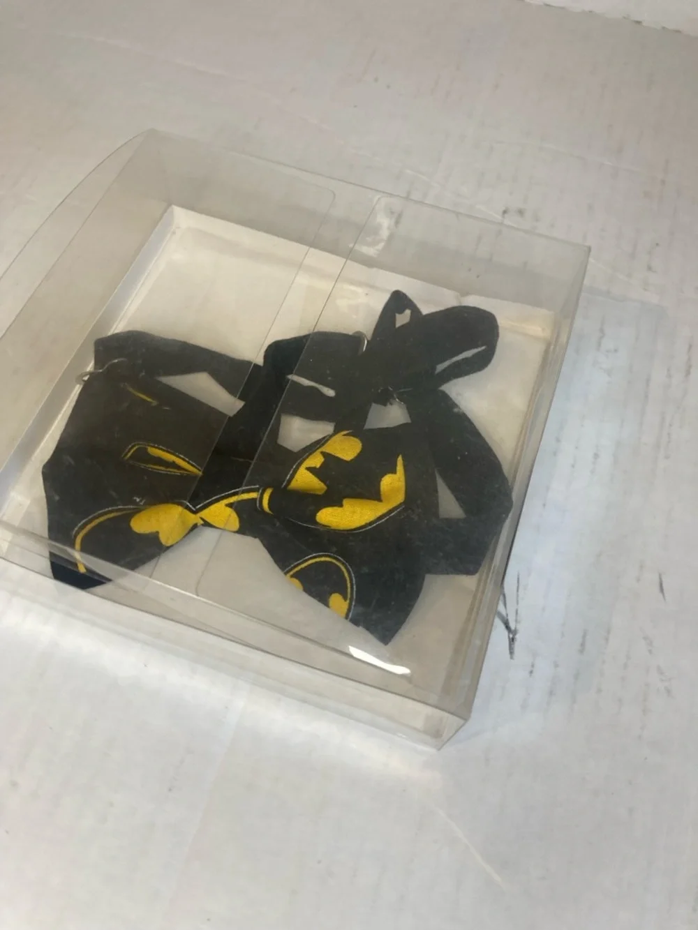 Black and Yellow Batman Print Kids Bow Tie